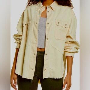 Thread & Supply Oversized Frayed Corduroy
Shirt Jacket Shacket ecru